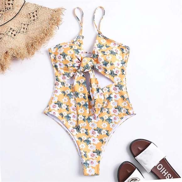 Yellow one piece swimsuit - Picture 2 of 6